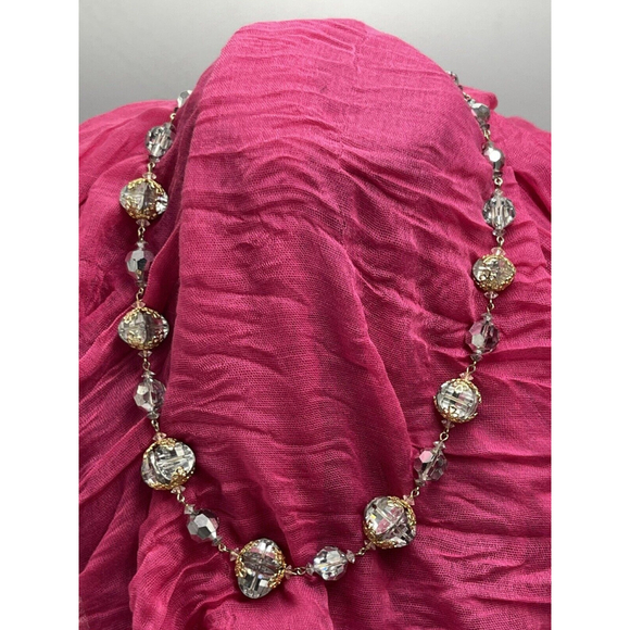 Stunning 50s VTG Vendome Graduated Crystal Beaded Necklace Gold Filigree Wrapped - Picture 1 of 6